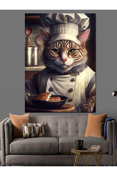 Tablomega Pânză decorativă Cook Cat - Lemn MDF
