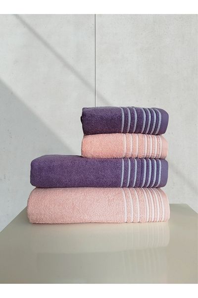 begenal home 100% Cotton 2 Pieces 100X150 cm Bath Towels and 2 Pieces 50X90 cm Hand Face Towels