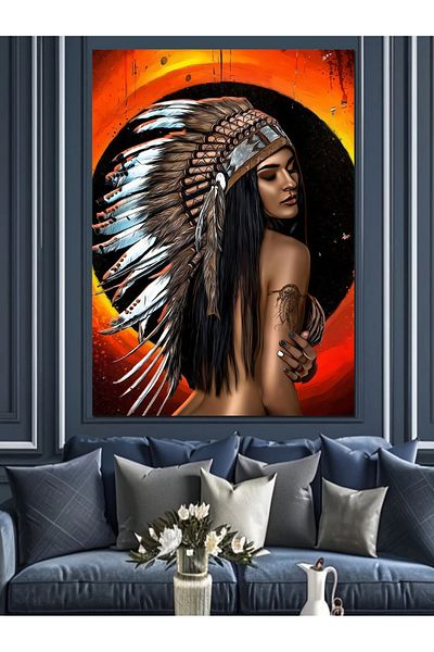 Tablomega Pânză decorativă Indian Girl - Lemn MDF