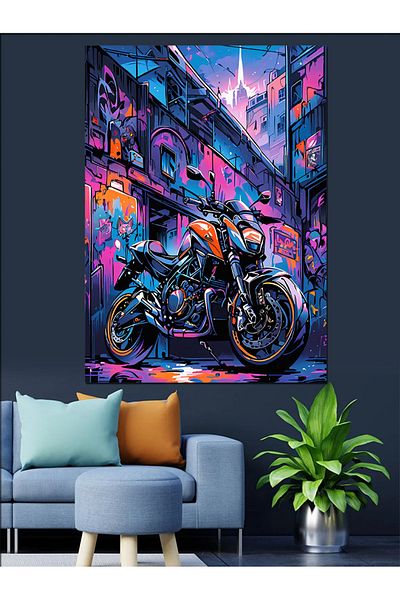 Tablomega Pânză Decorativă Motocicletă Superbike - Lemn MDF