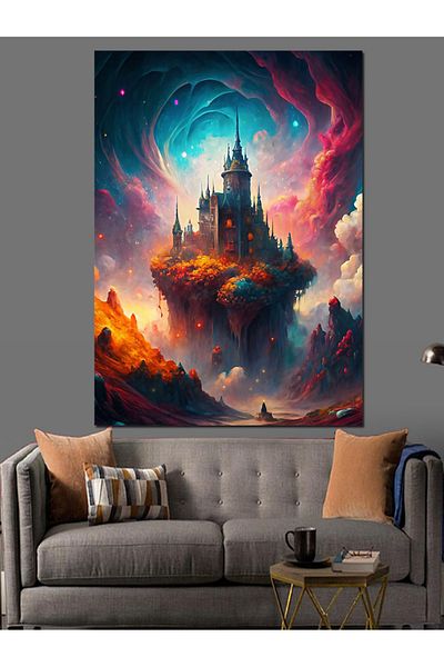 Tablomega Pânză decorativă Castel Zburător - Lemn MDF