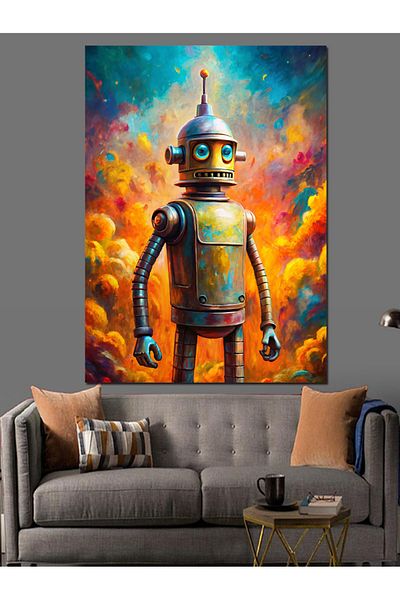 Tablomega Pânză decorativă robot drăguț - MDF Lemn