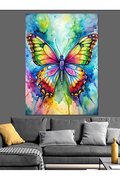 Tablomega Pânză decorativă Fluture Colorat - Lemn MDF