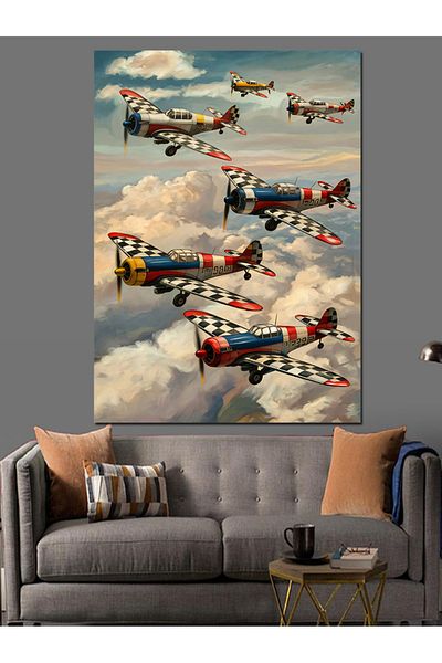 Tablomega Acrobatics Planes Canvas Decorativ - MDF Lemn
