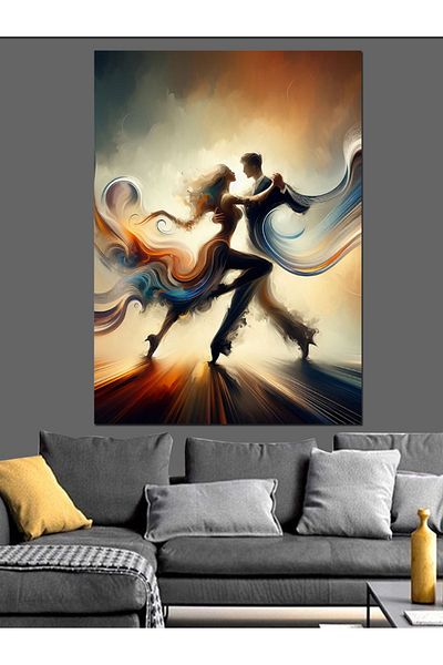 Tablomega Pânză decorativă cu cuplu dansând abstract - pictură din lemn MDF