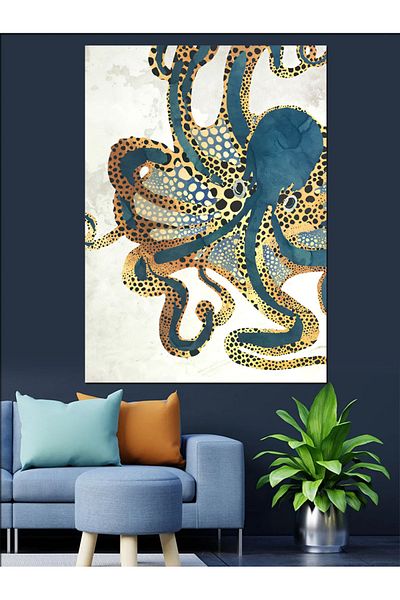 Tablomega Pânză decorativă Octopus cu model - Lemn MDF