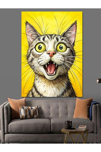 Tablomega Pânză decorativă Surprised Tabby Cat - Lemn MDF