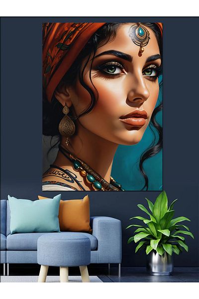 Tablomega Indian Ranee Canvas Decorativ pentru Femei - Lemn MDF Tablou