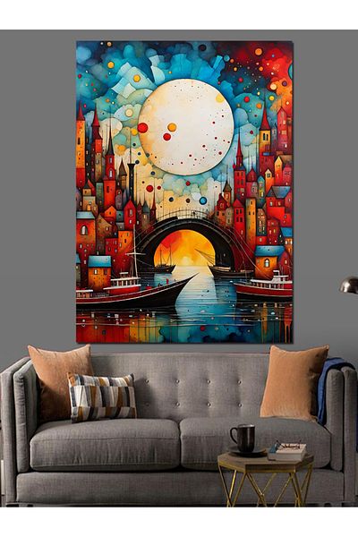 Tablomega Pânză decorativă oraș abstract - pictură din lemn MDF