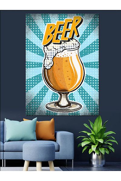 Tablomega Sparkling Beer Decorative Canvas - Mdf Wooden Table