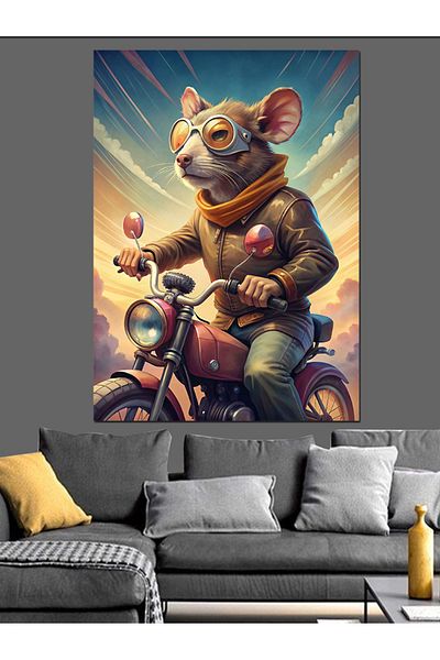 Tablomega Pânză decorativă Mouse Utilizând Motocicletă Uretra - Lemn MDF