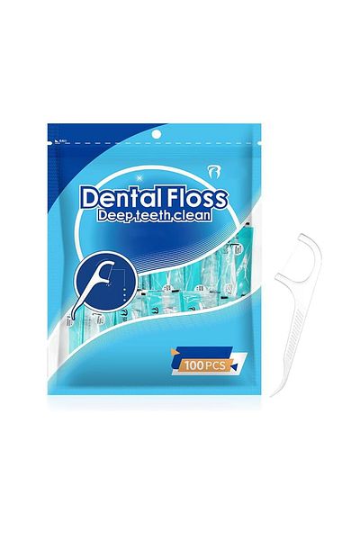 COOYA Individually Wrapped Portable Dental Floss Picks for Oral Hygiene - 100 Counts