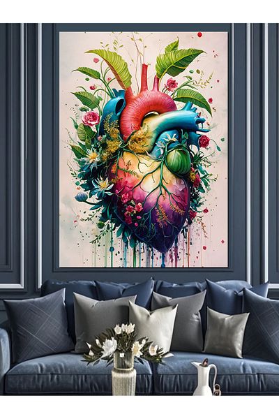Tablomega Pânză decorativă inimă abstractă - pictură din lemn MDF