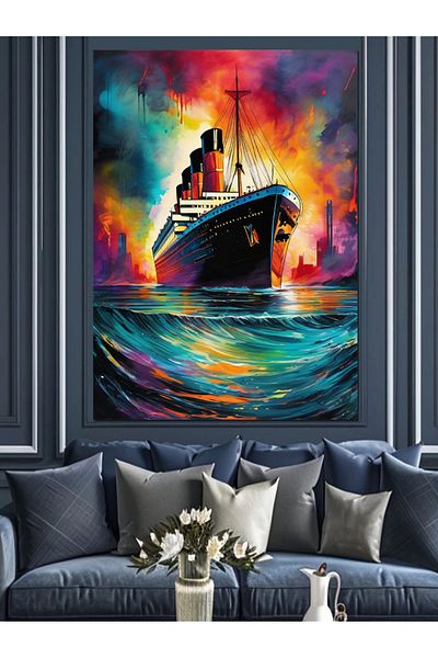 Tablomega Fundal colorat Pânză decorativă Titanic - Lemn MDF