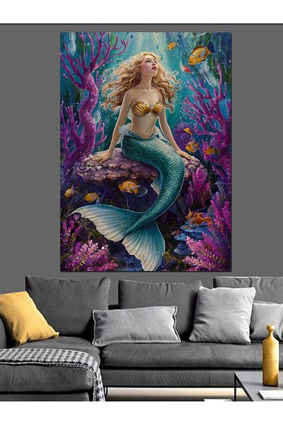Tablomega Διακοσμητικός καμβάς Pink Corals And Mermaid - Ξύλινος πίνακας MDF
