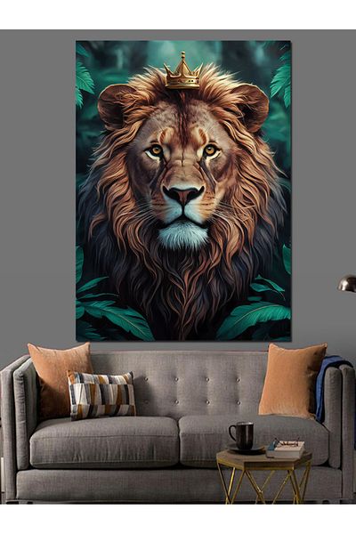 Tablomega canvas decorativ capul leului regal - pictura din lemn MDF