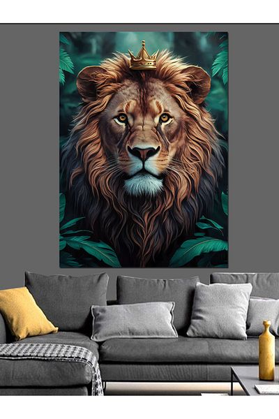 Tablomega canvas decorativ capul leului regal - pictura din lemn MDF