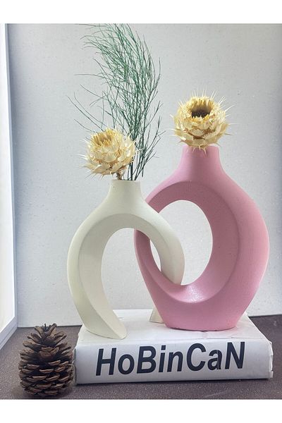 BLANJ Pink Cream Dear Vase Set of 2