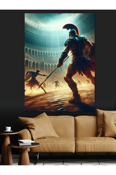 Tablomega Pânză Decorativă Gladiator în Arenă - Lemn MDF