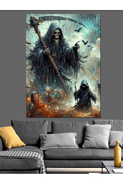 Tablomega Pânză decorativă Grim Reaper și fantomă - Lemn MDF
