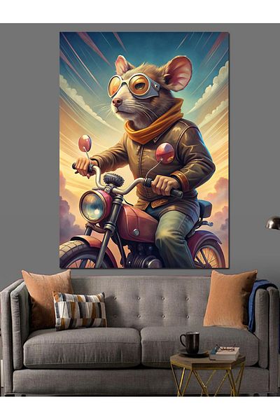 Tablomega Pânză decorativă Mouse Utilizând Motocicletă Uretra - Lemn MDF