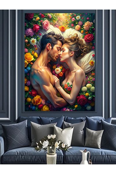 Tablomega Pictură Decorativă Kiss And Flowers - Lemn MDF