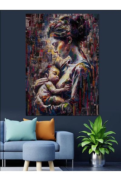 Tablomega Pânză Decorativă Mamă și Bebeluş - Lemn MDF