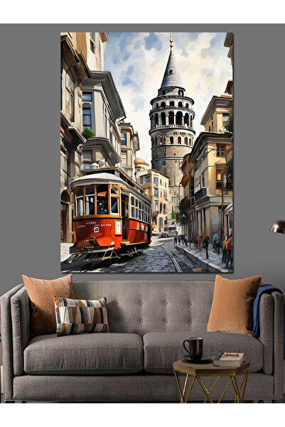Tablo Mega İstanbul Galata Kulesi Dekoratif Kanvas - Mdf Ahşap Tablo