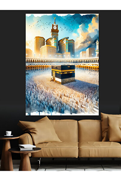 Tablo Mega Sulu Boya Kabe Resmi Dekoratif Kanvas - Mdf Ahşap Tablo