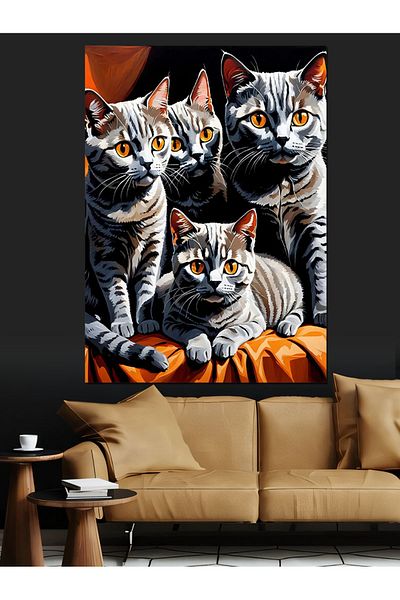 Tablomega Canvas Decorativ Tigru Pisici - MDF Lemn