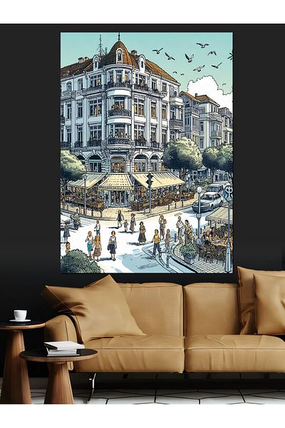 Tablomega Oameni în oraș Pânză decorativă - Lemn MDF