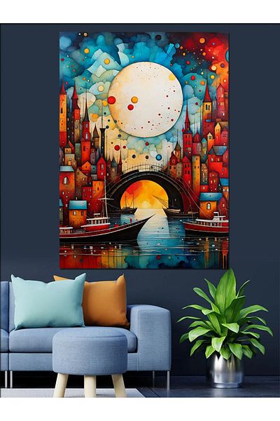 Tablomega Pânză decorativă oraș abstract - pictură din lemn MDF
