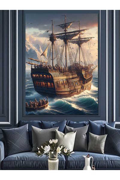 Tablomega Pânză decorativă Ottoman Navy Galleon - Lemn MDF