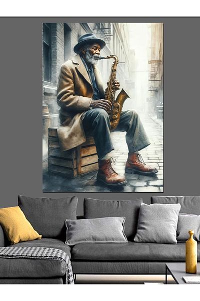 Tablomega Saxofon Bătrân Pânză Decorativă - Lemn MDF