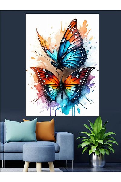 Tablomega Pânză decorativă Fluturi Colorați - Lemn MDF