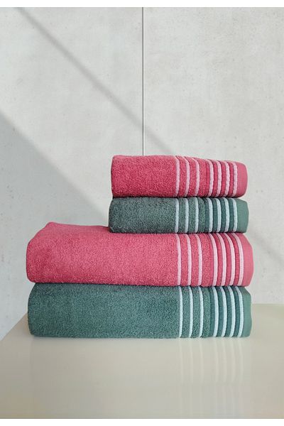 begenal home 100% Cotton 2 Pieces 100X150 cm Bath Towels and 2 Pieces 50X90 cm Hand Face Towels