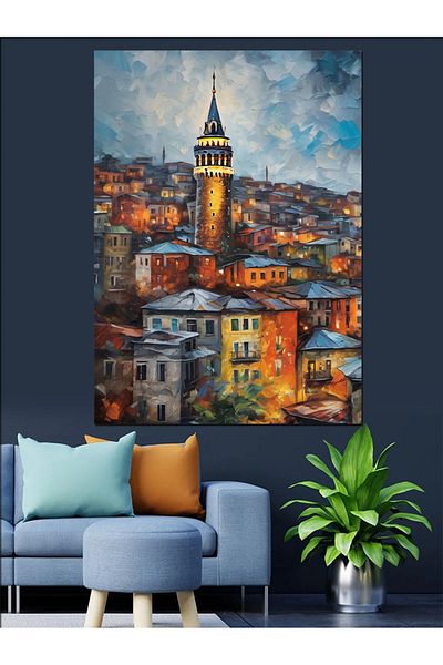 Tablomega Pânză decorativă cu vedere la Istanbul - Lemn MDF