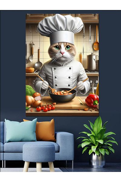 Tablomega Pânză decorativă Cook Cat - Lemn MDF