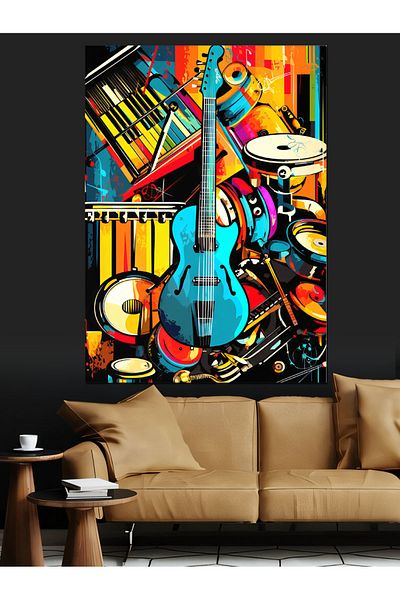 Tablomega instrumente muzicale colorate și vioară Canvas Decorativ - MDF Lemn Tablo