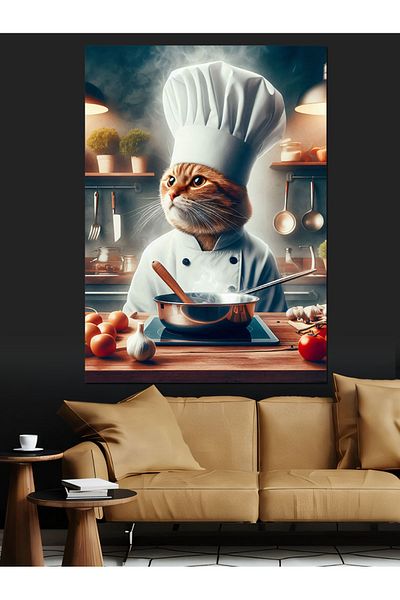 Tablomega Pânză decorativă Cook Cat - Lemn MDF