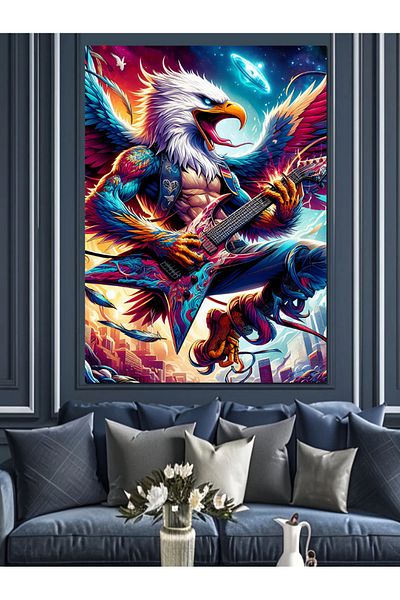 Tablomega Chitară electrică Eagle Playing Canvas Decorativă - MDF Lemn