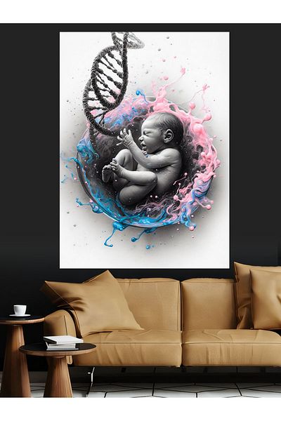 Tablomega Pânză decorativă Bebeluș în Uterul - Lemn MDF