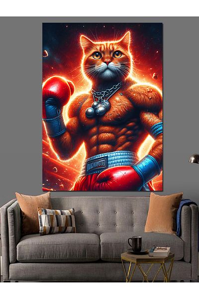 Tablomega Pânză decorativă pisică boxer musculară - pictură din lemn MDF