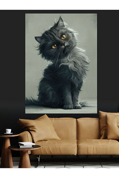 Tablomega Canvas Decorativă Somurtkan Boz Kitten - Lemn MDF
