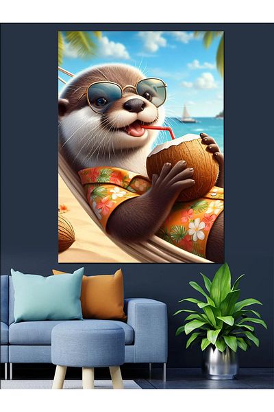 Tablomega Pânză Decorativă Nucă De Cocos și Veveriță - Lemn MDF