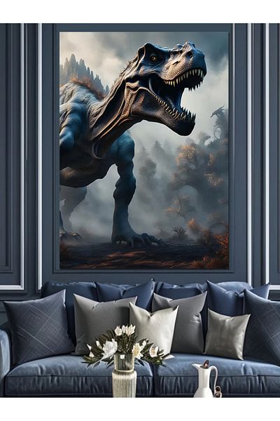Tablomega Pânză decorativă Dinozaur Roșu - Lemn MDF