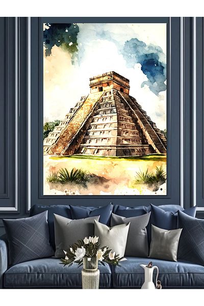 Tablomega Διακοσμητικός καμβάς El Castillo Aztec Pyramid - Ξύλινος πίνακας MDF