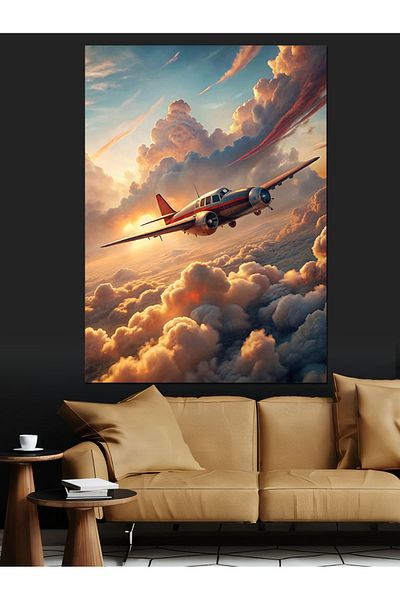 Tablomega Avion peste nori Pânză decorativă - Lemn MDF