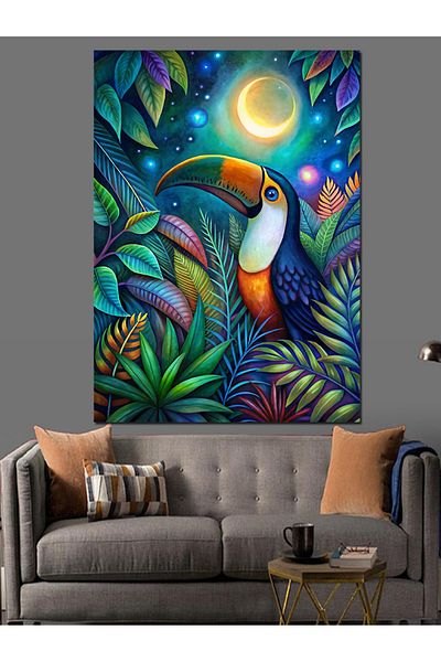 Tablomega Pânză decorativă cu pasăre tropicală - Lemn MDF