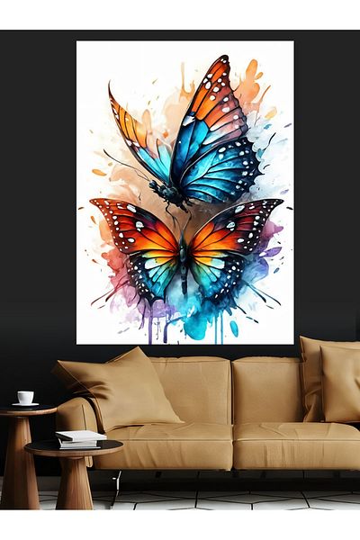 Tablomega Pânză decorativă Fluturi Colorați - Lemn MDF